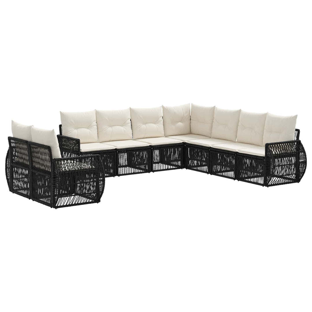 Havesofa Sæt 9 stk. Sort og Cremehvid polyrattan