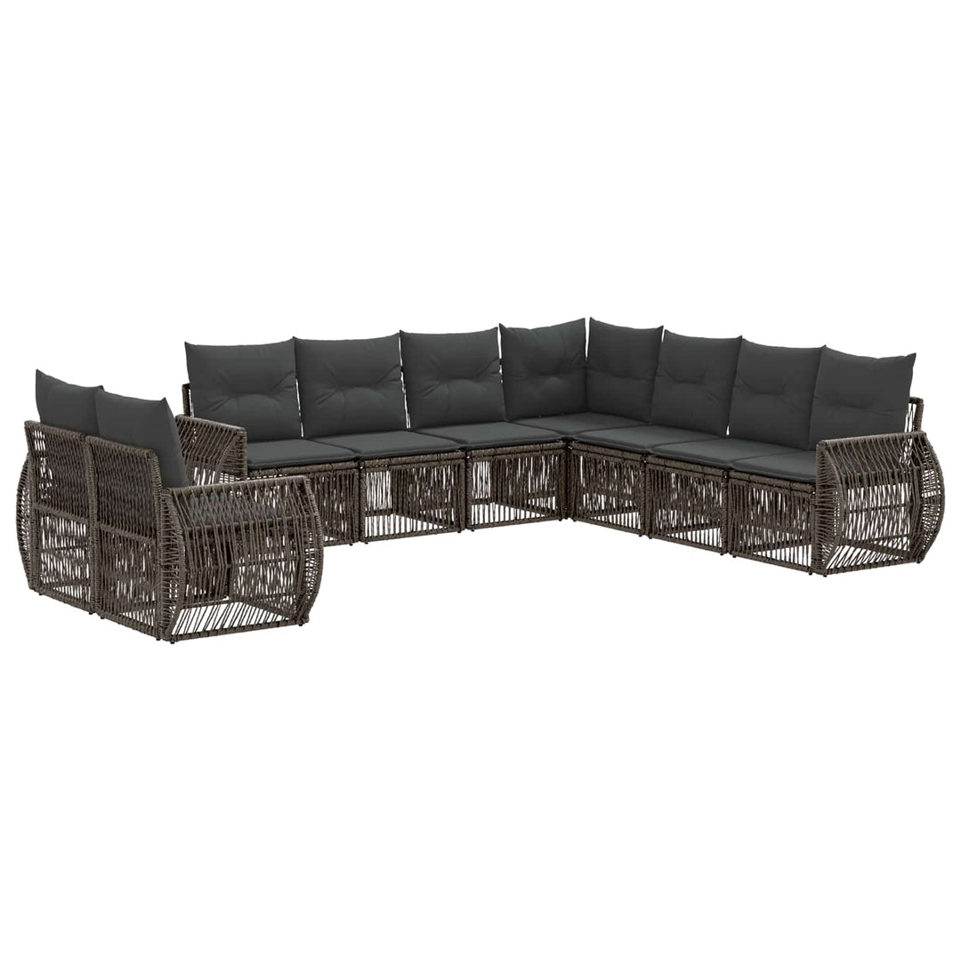 Havesofa Sæt 9 stk. Grå og Mørkegrå polyrattan