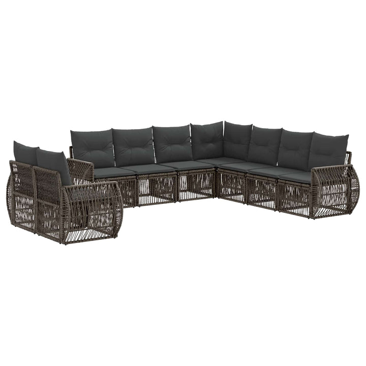 Havesofa Sæt 9 stk. Grå og Mørkegrå polyrattan