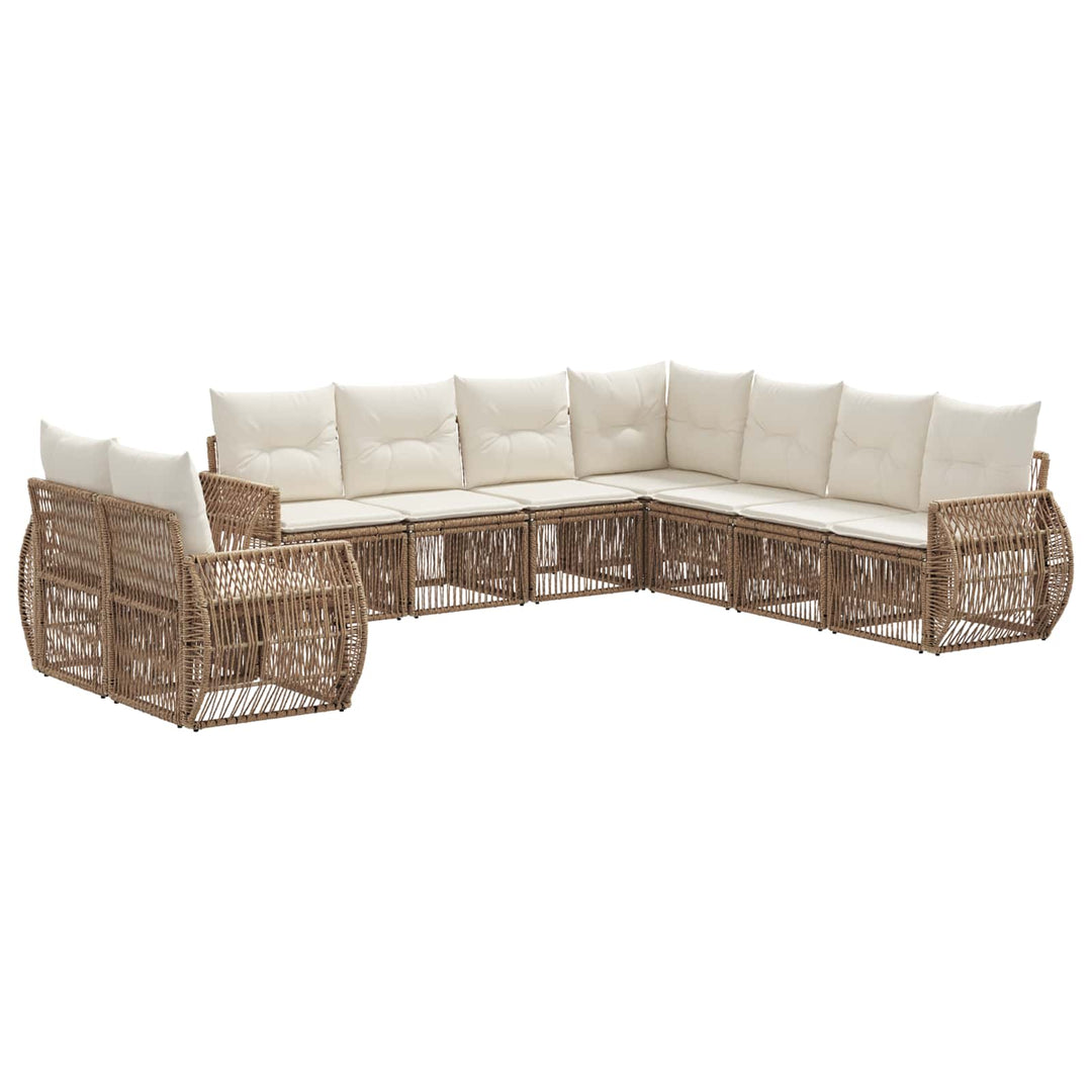 Havesofa Sæt 9 stk. Beige og cremehvid polyrattan