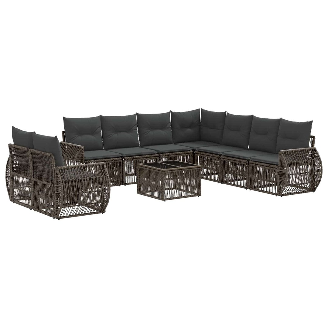 Havesofa Sæt 10 stk. Grå og Mørkegrå polyrattan