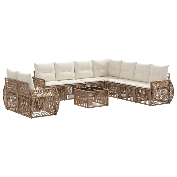 Havesofa Sæt 10 stk. Beige og cremehvid polyrattan