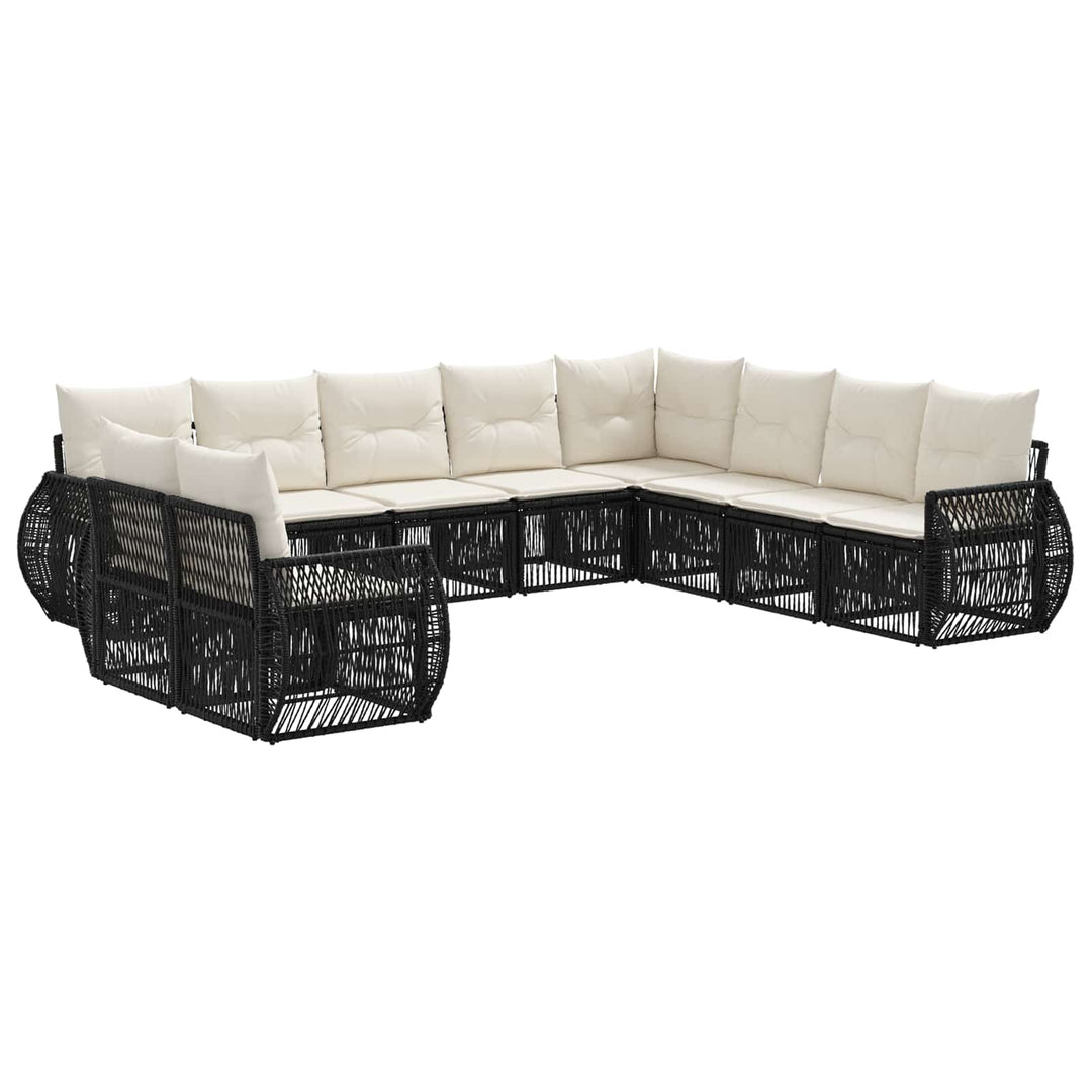 Havesofa Sæt 10 stk. Sort og Cremehvid polyrattan