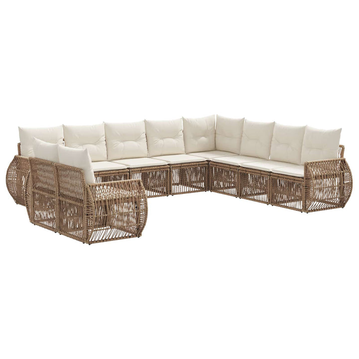 Havesofa Sæt 10 stk. Beige og cremehvid polyrattan