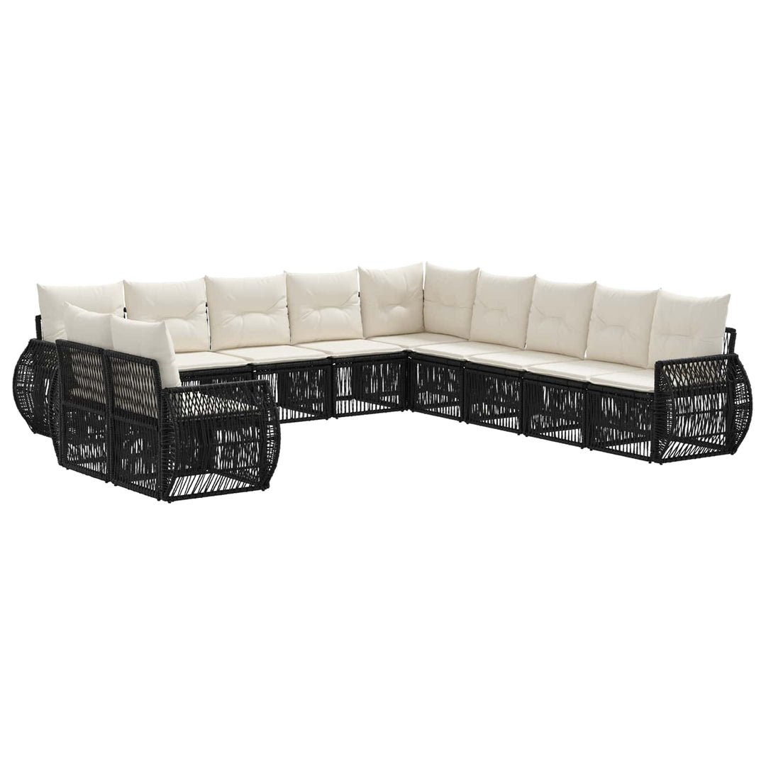 Havesofa Sæt 11 stk. Sort og Cremehvid polyrattan