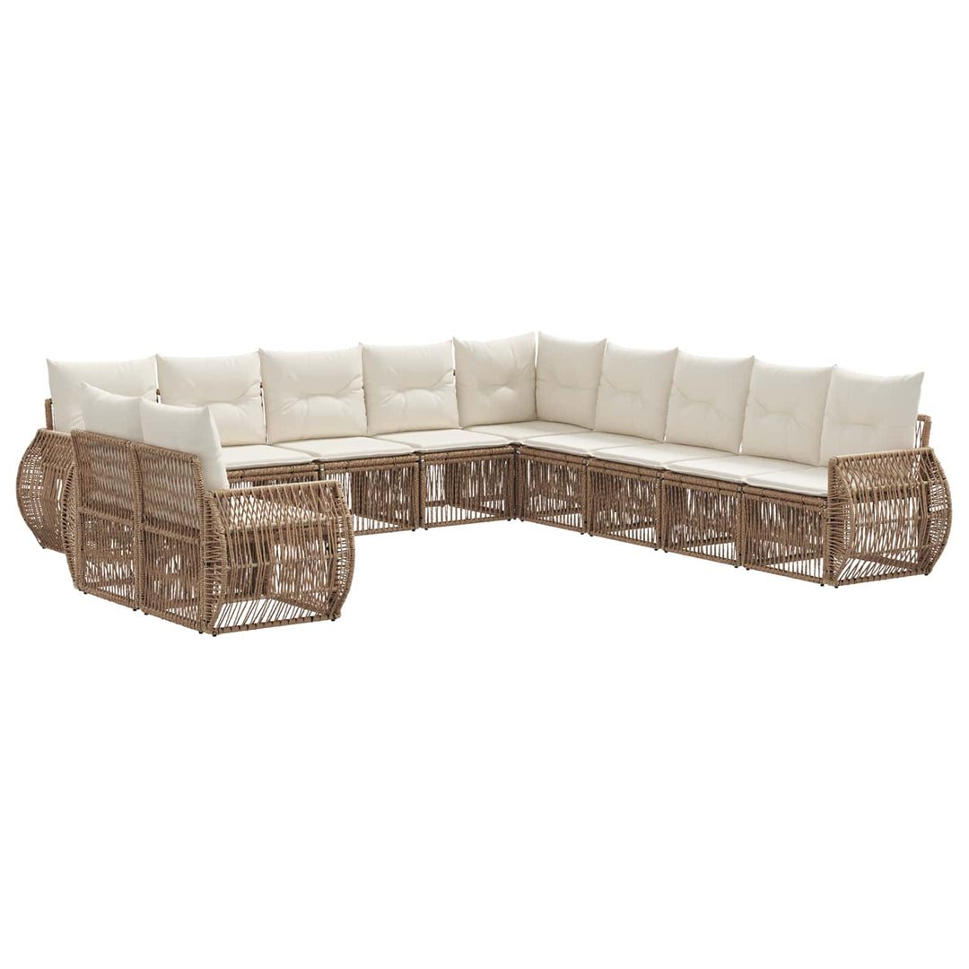 Havesofa Sæt 11 stk. Beige og cremehvid polyrattan