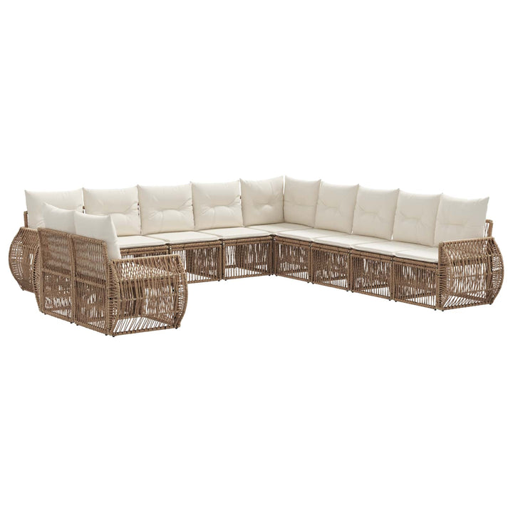 Havesofa Sæt 11 stk. Beige og cremehvid polyrattan