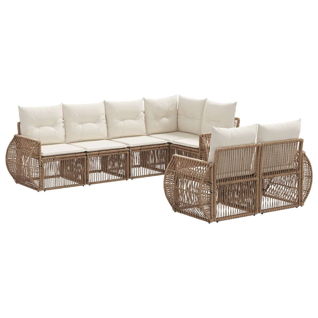 Havesofa Sæt 7 stk. 7-Antal sæder Beige og cremehvid polyrattan