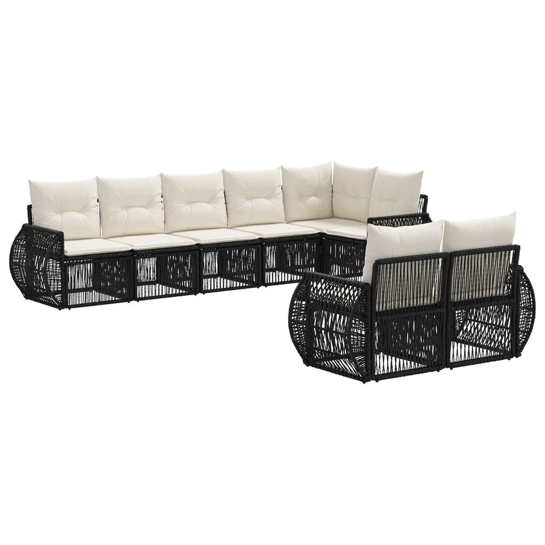 Havesofa Sæt 8 stk. Sort og Cremehvid polyrattan