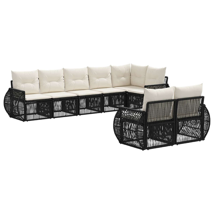 Havesofa Sæt 8 stk. Sort og Cremehvid polyrattan