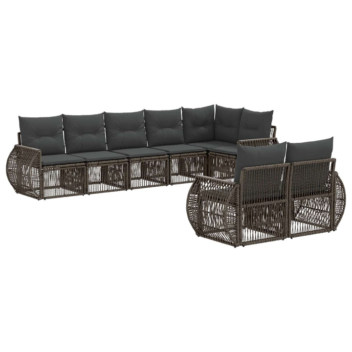Havesofa Sæt 8 stk. Grå og Mørkegrå polyrattan