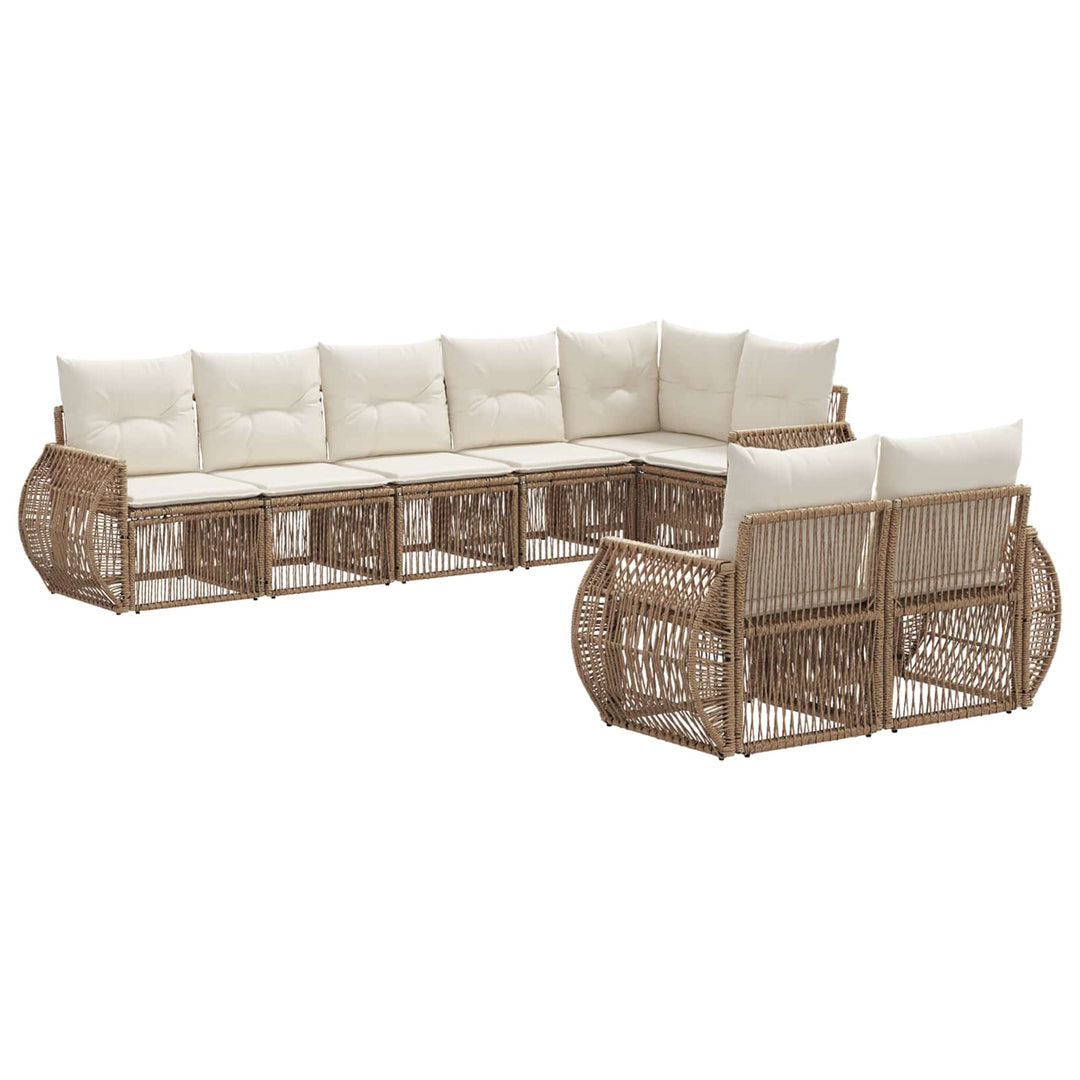 Havesofa Sæt 8 stk. Beige og cremehvid polyrattan