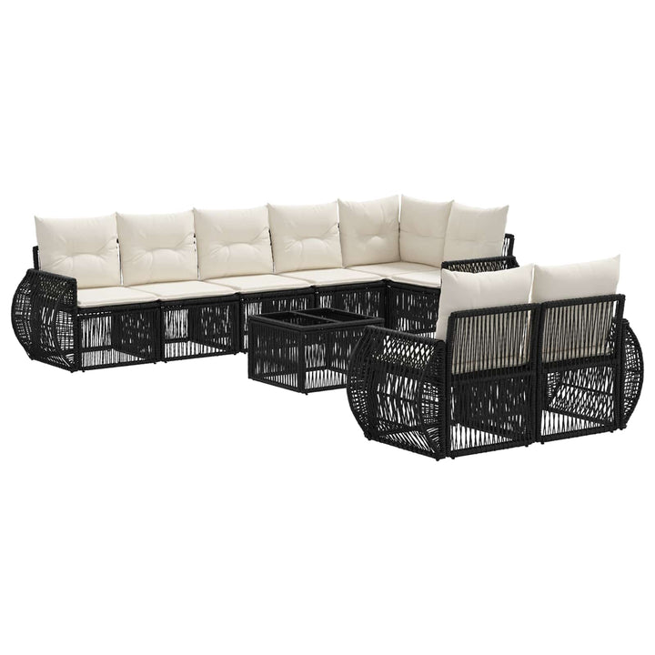 Havesofa Sæt 9 stk. Sort og Cremehvid polyrattan
