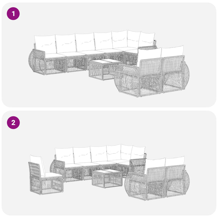 Havesofa Sæt 9 stk. Sort og Cremehvid polyrattan