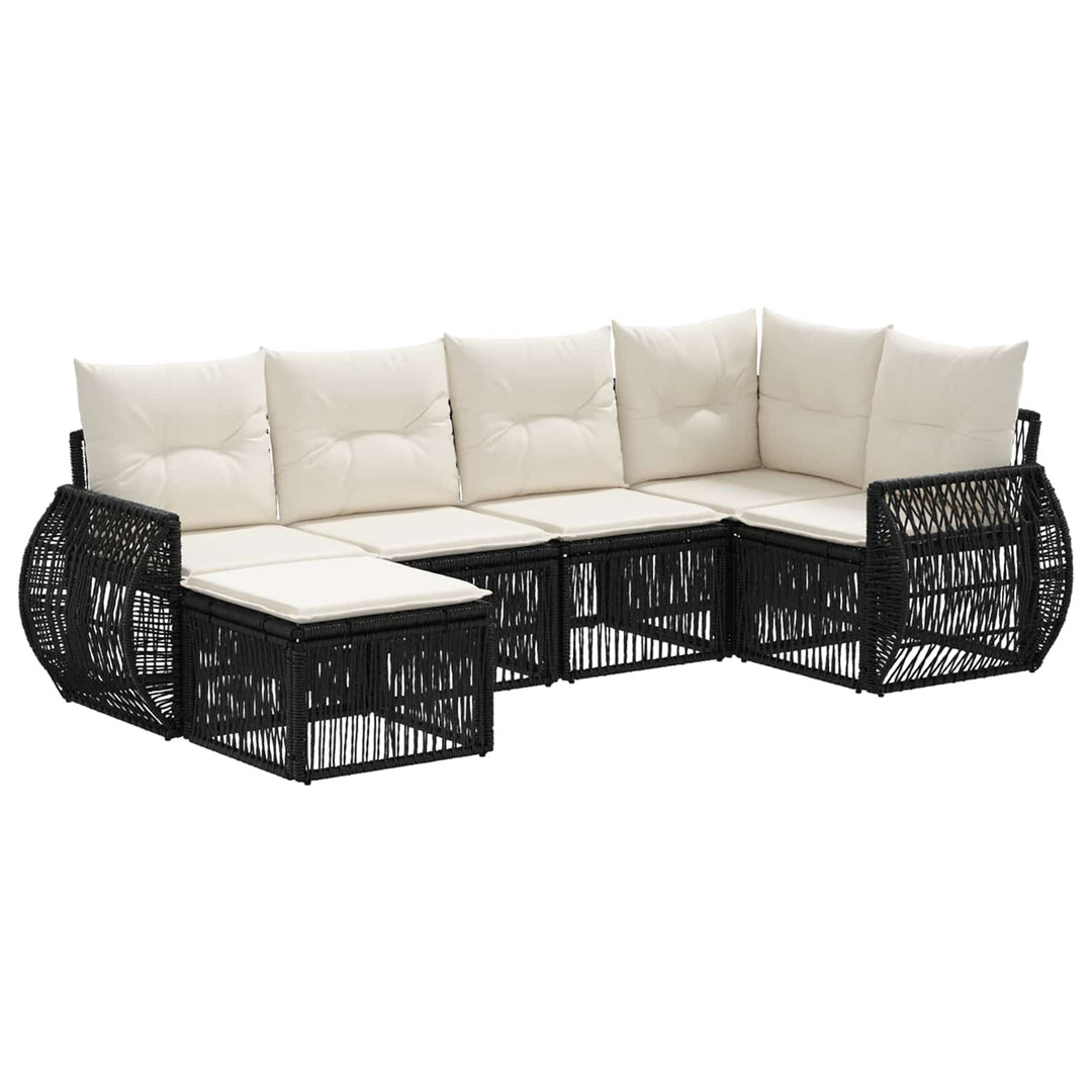 Havesofa Sæt 6 stk. Sort og Cremehvid polyrattan