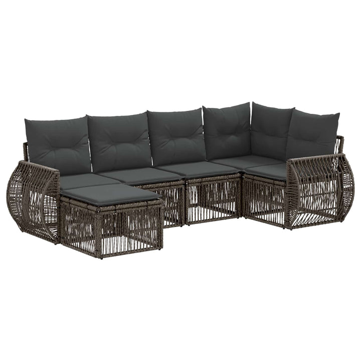 Havesofa Sæt 6 stk. Grå og Mørkegrå polyrattan