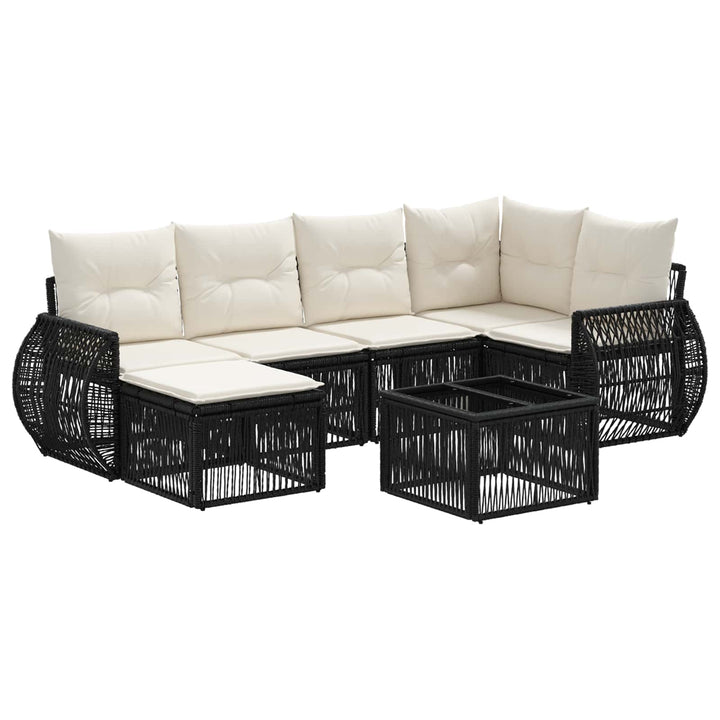 Havesofa Sæt 7 stk. Sort og Cremehvid polyrattan