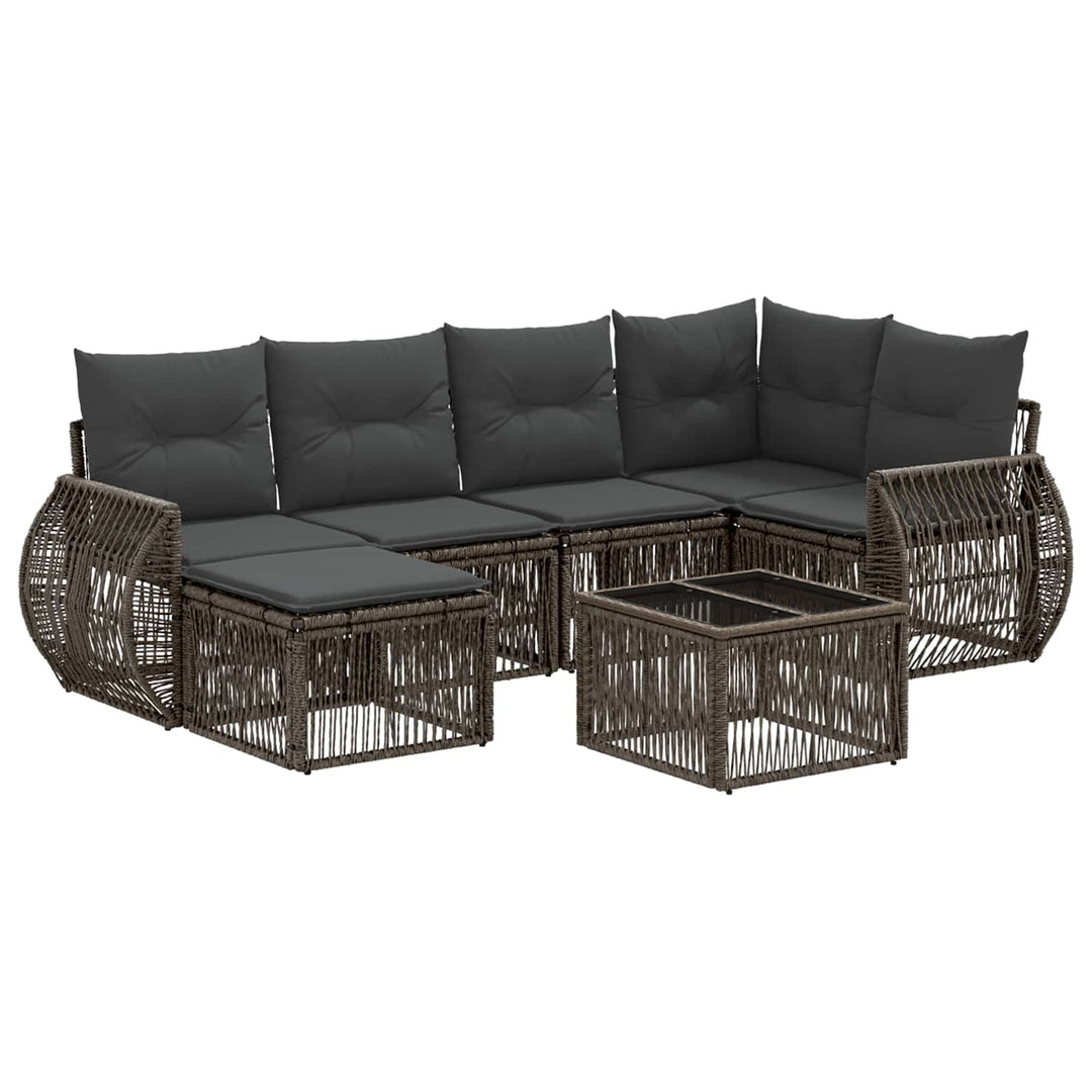 Havesofa Sæt 7 stk. Grå og Mørkegrå polyrattan