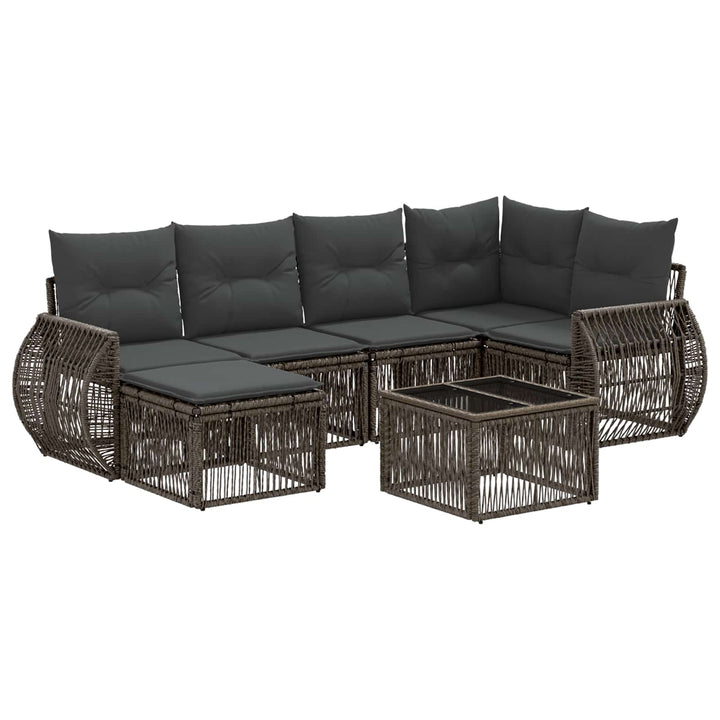 Havesofa Sæt 7 stk. Grå og Mørkegrå polyrattan