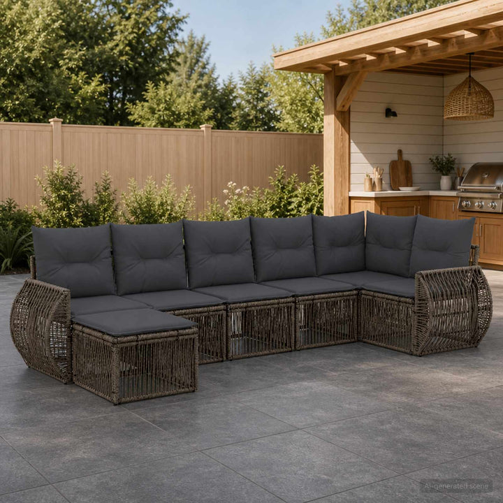 Havesofa Sæt 7 stk. Grå og Mørkegrå polyrattan