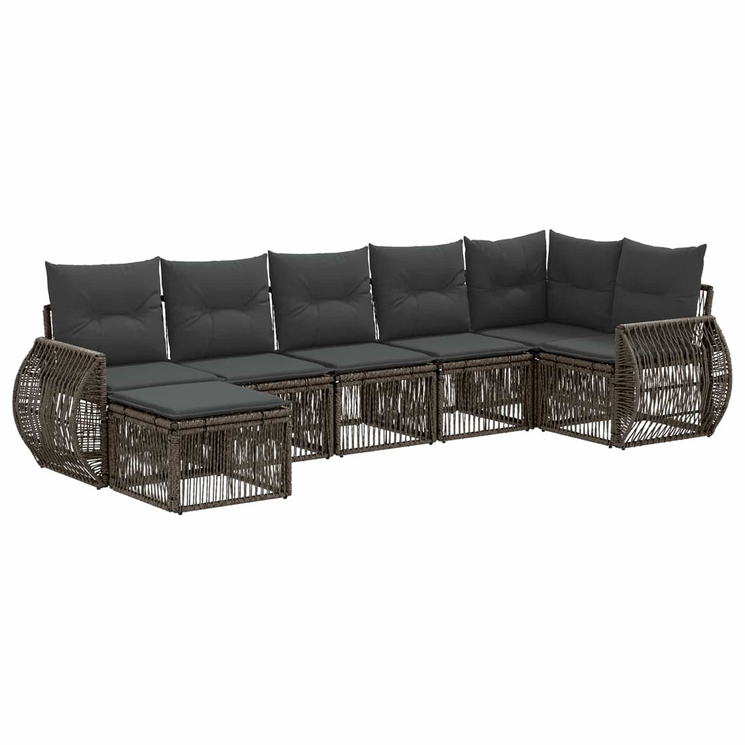Havesofa Sæt 7 stk. Grå og Mørkegrå polyrattan