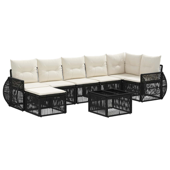 Havesofa Sæt 8 stk. Sort og Cremehvid polyrattan