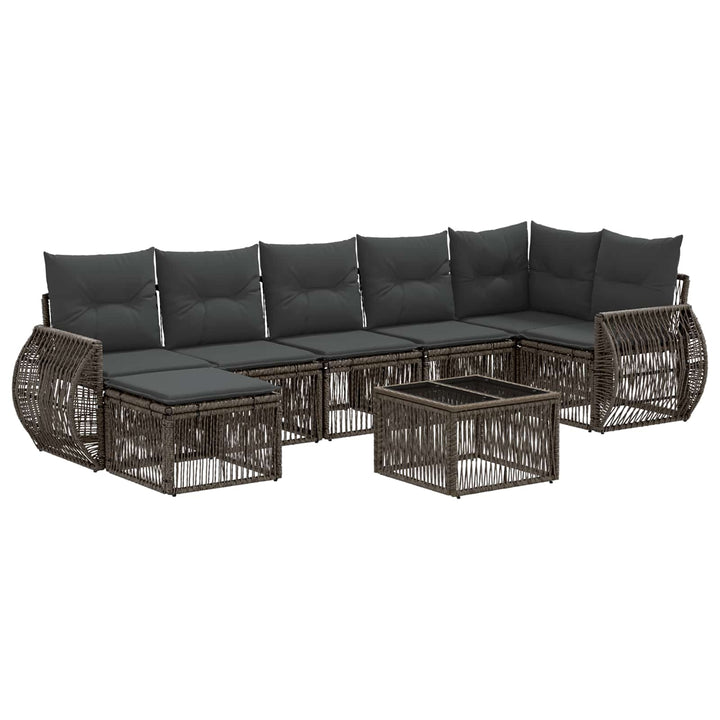 Havesofa Sæt 8 stk. Grå og Mørkegrå polyrattan