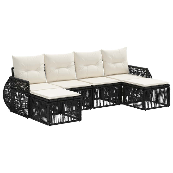 Havesofa Sæt 6 stk. Sort og Cremehvid polyrattan
