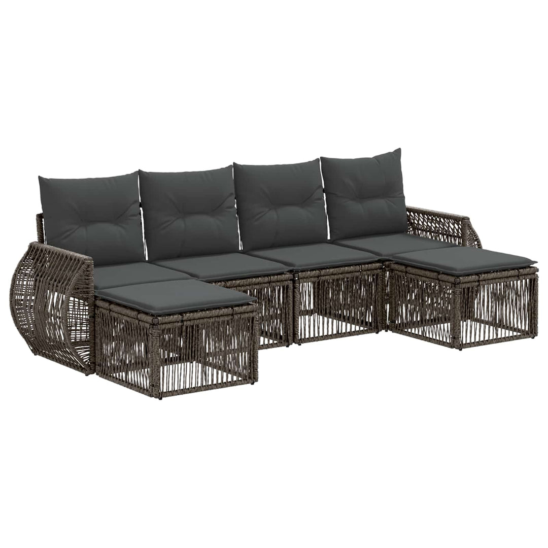 Havesofa Sæt 6 stk. Grå og Mørkegrå polyrattan