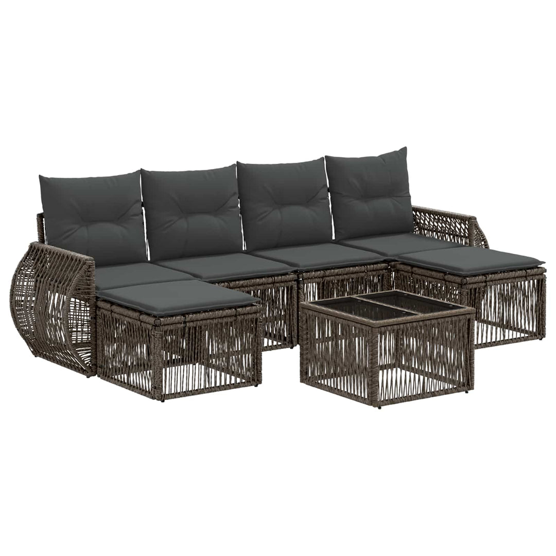 Havesofa Sæt 7 stk. Grå og Mørkegrå polyrattan