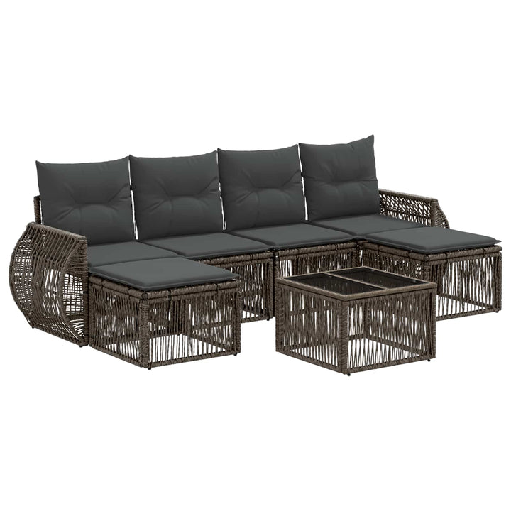 Havesofa Sæt 7 stk. Grå og Mørkegrå polyrattan