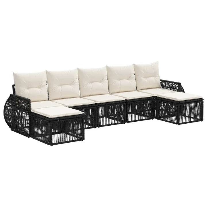 Havesofa Sæt 7 stk. Sort og Cremehvid polyrattan