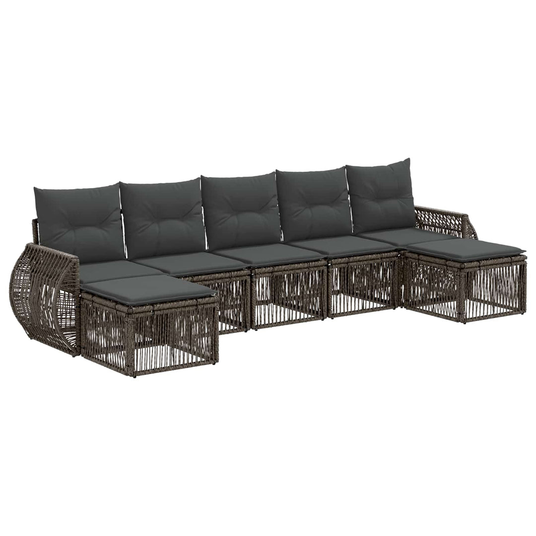 Havesofa Sæt 7 stk. Grå og Mørkegrå polyrattan
