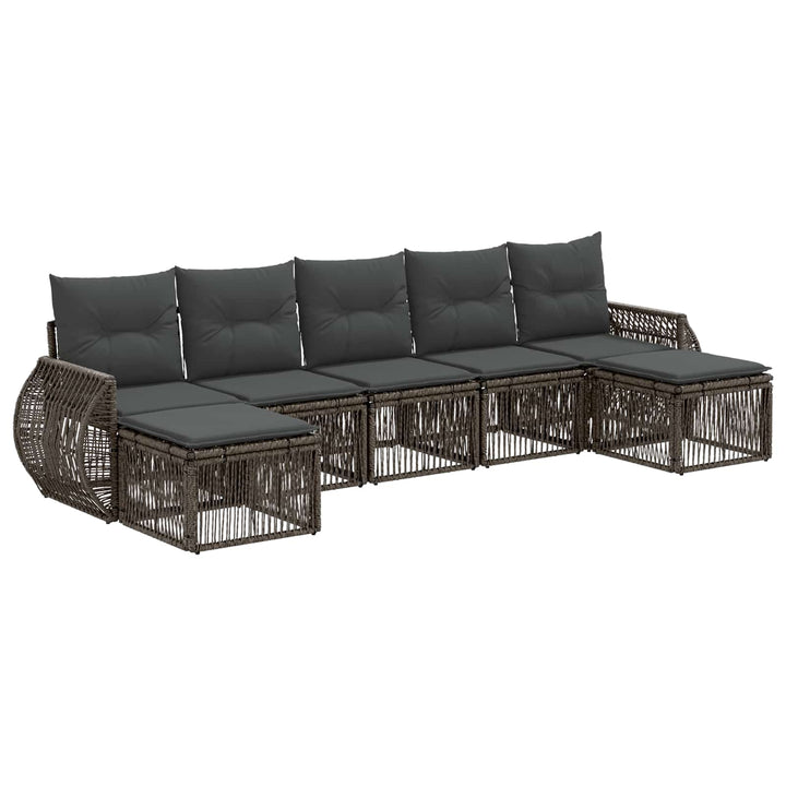 Havesofa Sæt 7 stk. Grå og Mørkegrå polyrattan