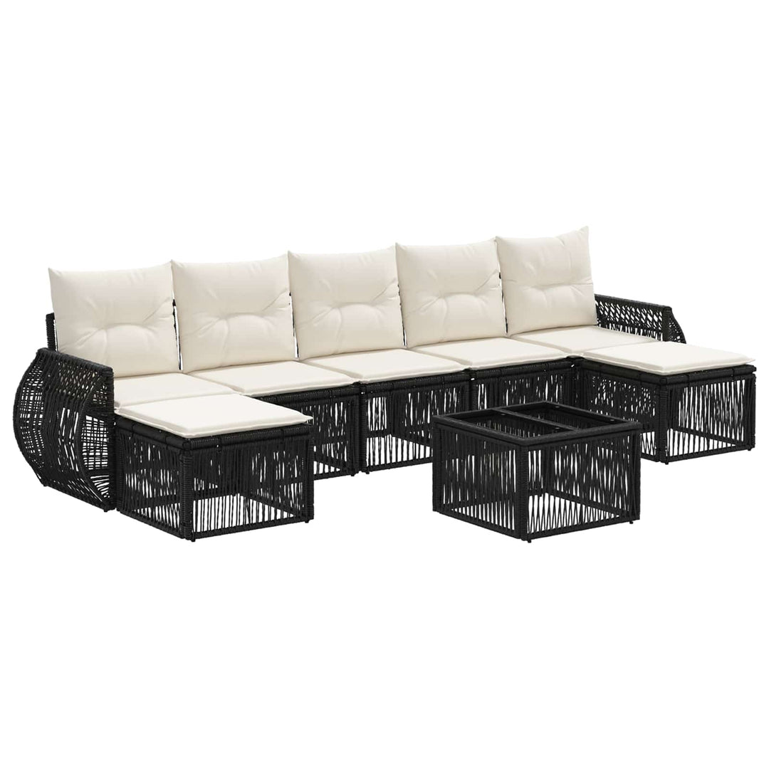 Havesofa Sæt 8 stk. Sort og Cremehvid polyrattan