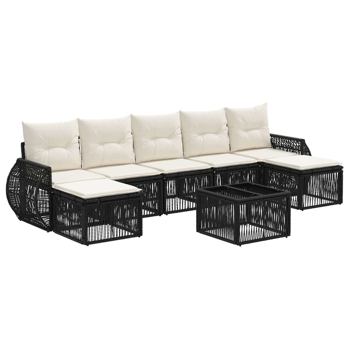 Havesofa Sæt 8 stk. Sort og Cremehvid polyrattan