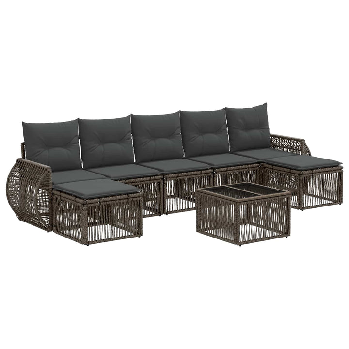 Havesofa Sæt 8 stk. Grå og Mørkegrå polyrattan