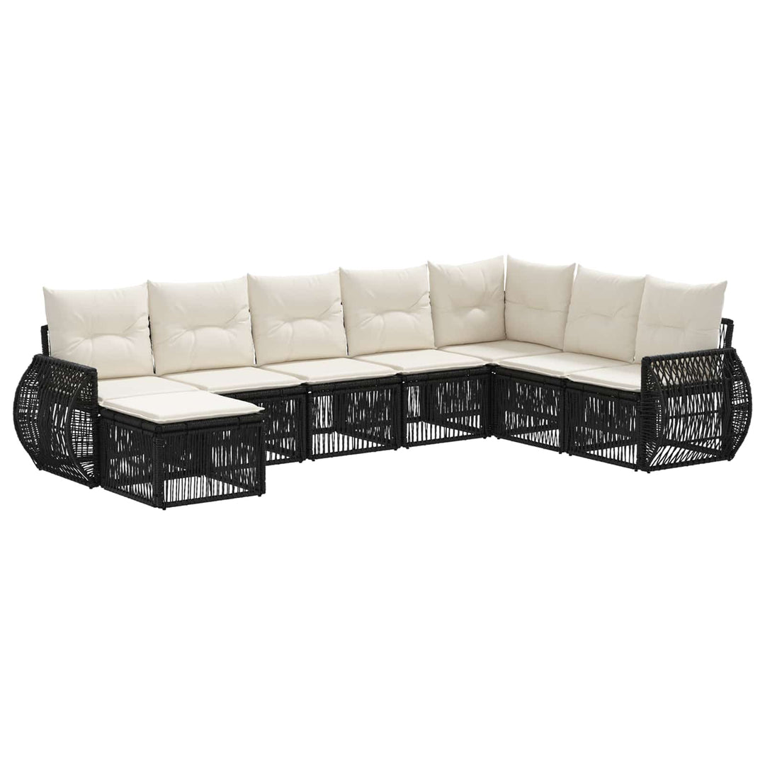 Havesofa Sæt 8 stk. Sort og Cremehvid polyrattan