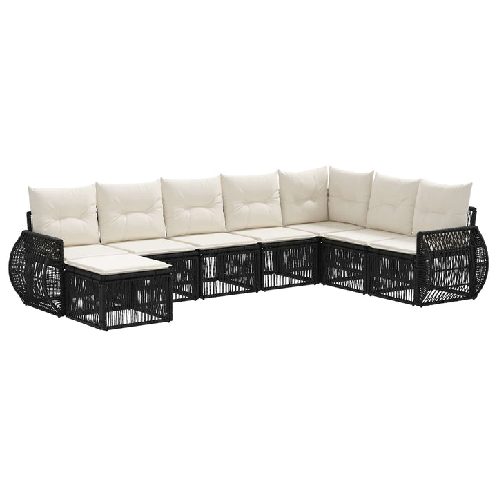 Havesofa Sæt 8 stk. Sort og Cremehvid polyrattan