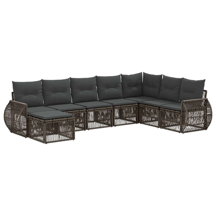 Havesofa Sæt 8 stk. Grå og Mørkegrå polyrattan