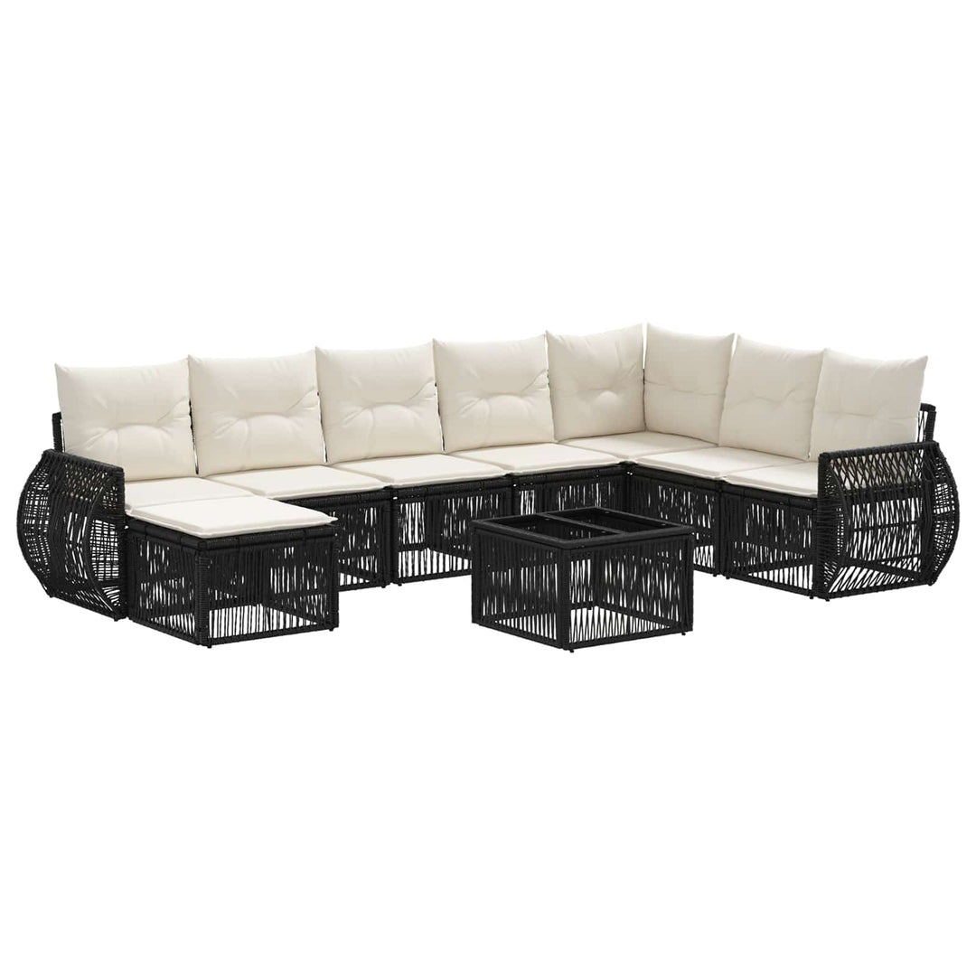 Havesofa Sæt 9 stk. Sort og Cremehvid polyrattan