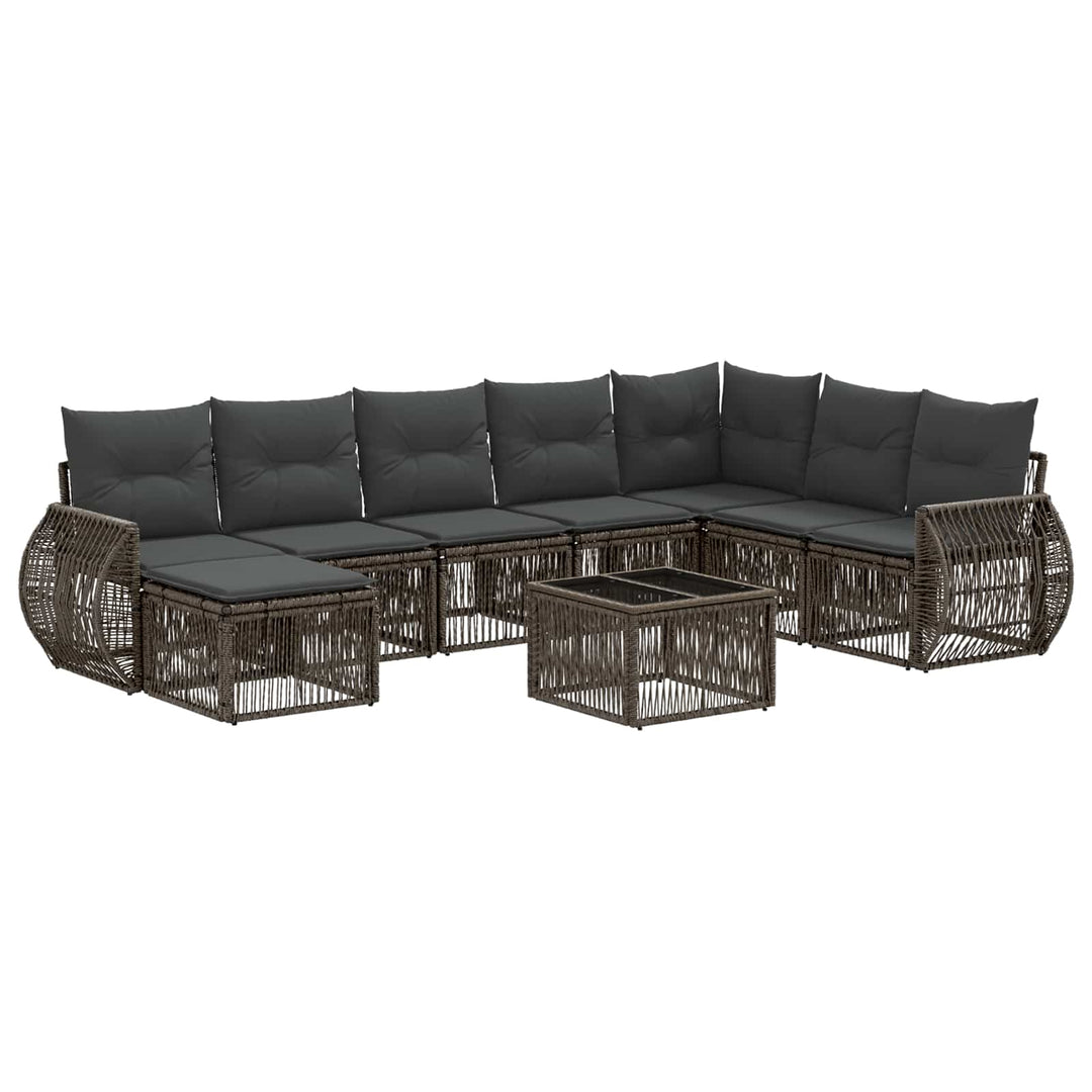 Havesofa Sæt 9 stk. Grå og Mørkegrå polyrattan
