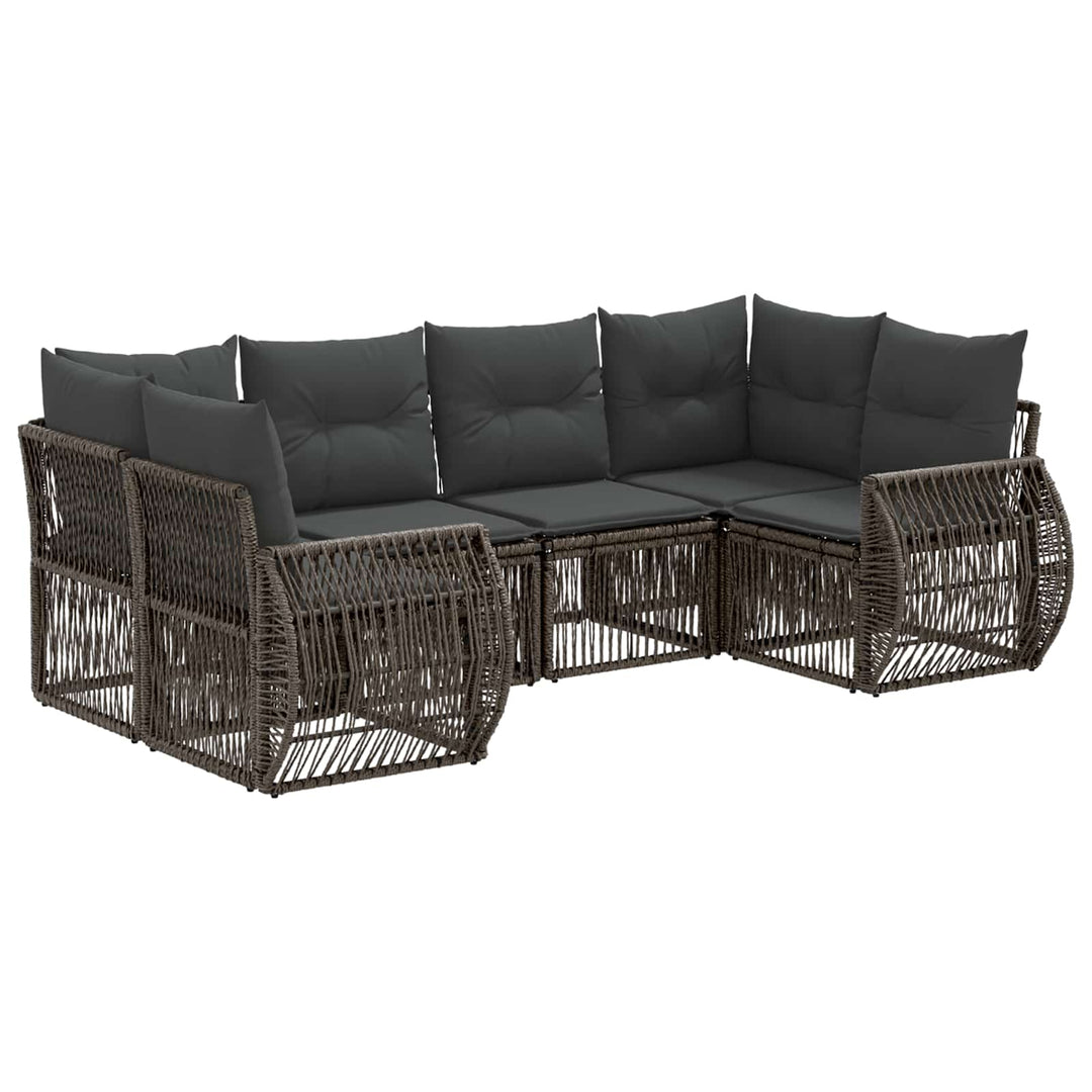 Havesofa Sæt 6 stk. 6-Antal sæder Grå og Mørkegrå polyrattan