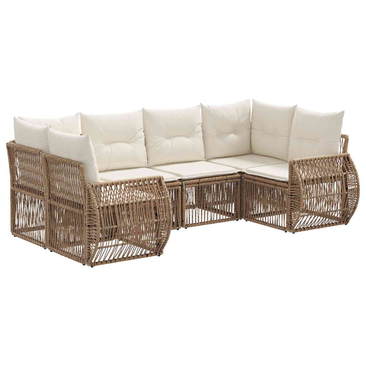 Havesofa Sæt 6 stk. 6-Antal sæder Beige og cremehvid polyrattan