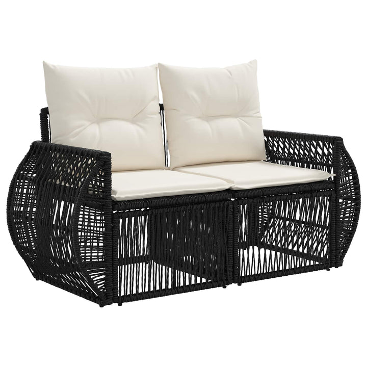 Havesofa Sæt 7 stk. 7-Antal sæder Sort og Cremehvid polyrattan