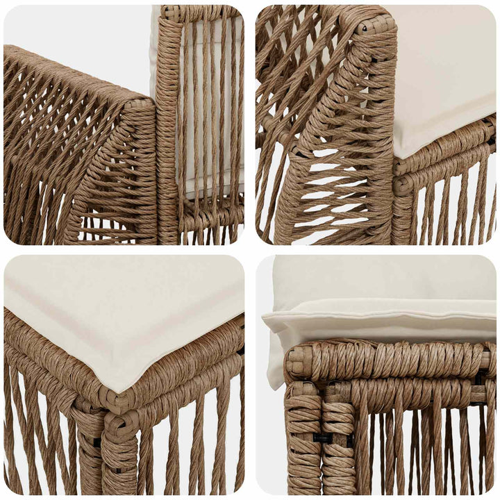 Havesofa Sæt 7 stk. 7-Antal sæder Beige og cremehvid polyrattan