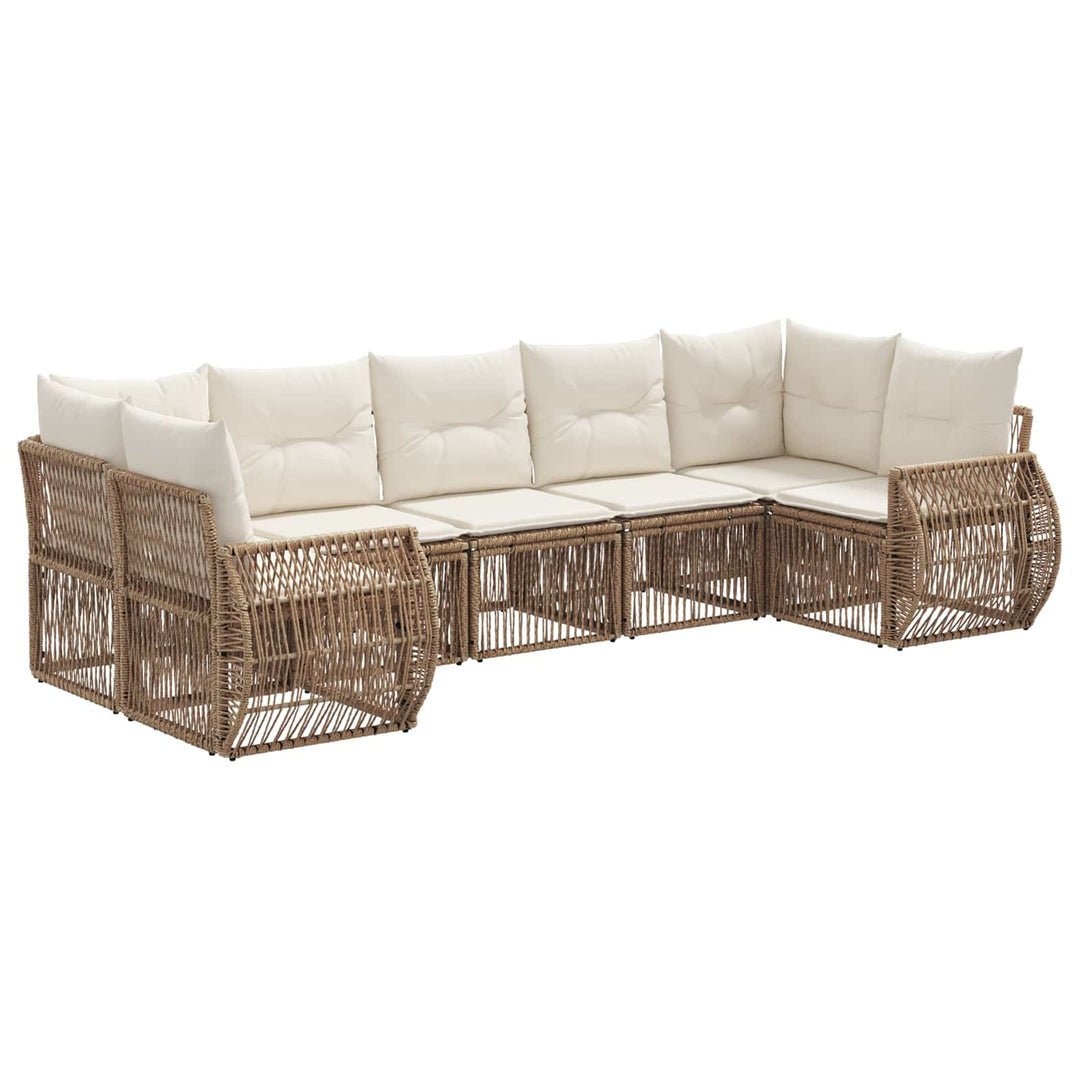 Havesofa Sæt 7 stk. 7-Antal sæder Beige og cremehvid polyrattan