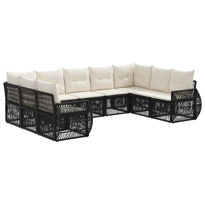 Havesofa Sæt 9 stk. Sort og Cremehvid polyrattan