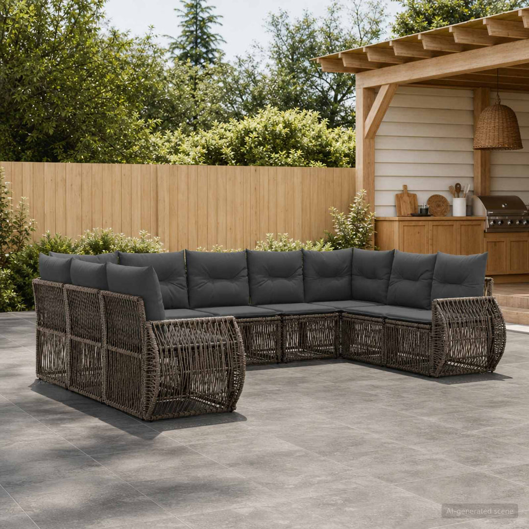 Havesofa Sæt 9 stk. Grå og Mørkegrå polyrattan