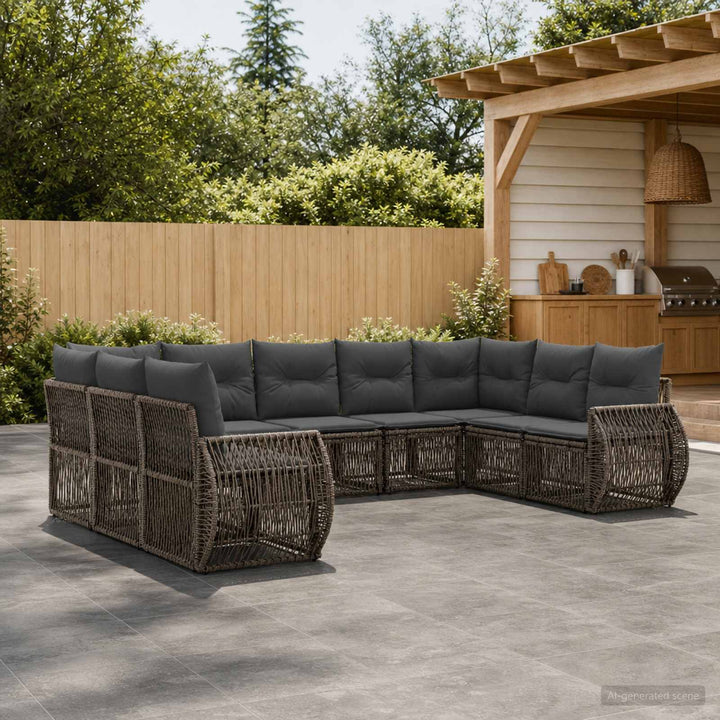 Havesofa Sæt 9 stk. Grå og Mørkegrå polyrattan